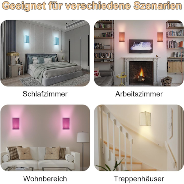 Indendørs væglampe med fjernbetjening, genopladelig, 16 RGB-farver, dæmpbar 16 RGB Color