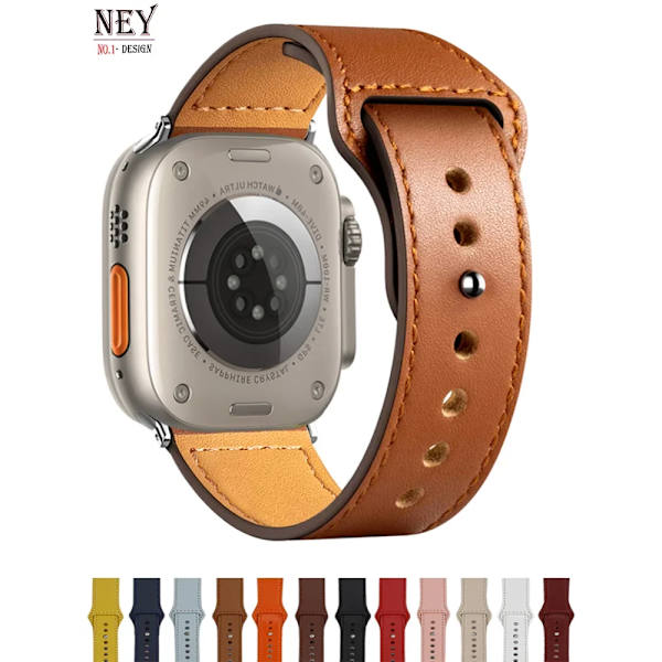 Nahkaremmi Apple Watch Ultra 2 49 mm 44 mm 40 mm 38 mm / 42 mm urheilunauhalle iWatch sarjat 9 8 7 3 4 5 6 se 41 mm / 45 mm Oranssit 9 38 mm tai 40 mm 41 mm