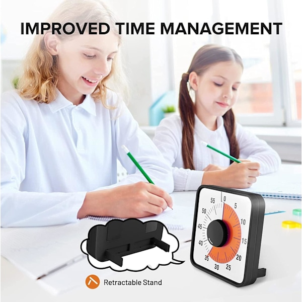 Visuell Timer STOR 60min - klassrum skola för barn 19cm svart black