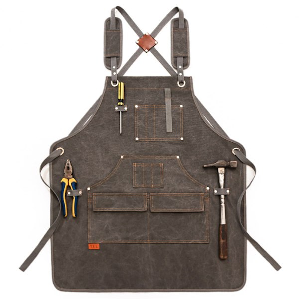 Canvasförkläde, trädgårds- och träbearbetningsoveraller (grå, längd 75 cm för vuxen),