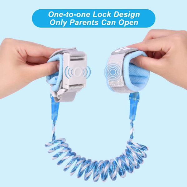 Sikkerhedsarmbånd til Børn, 1,5m Anti-Lost Wrist Leash til Småbørn - Blå blue -1.5m