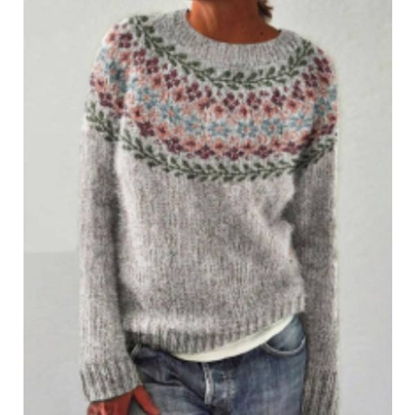 Dame Løststikket Strikket Genser - Rund Hals Fargeblokk Motegenser grønne blader  4XL green leaves 4XL