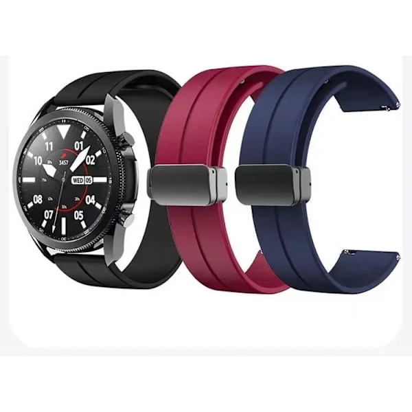 Magnetlås Silikonrem til Huawei Watch 3 pro GT3 GT2 42mm 46mm Til Mi Watch S1 Pro/ Watch 2 20mm 22mm Rem Armbånd blå Huawei watch3