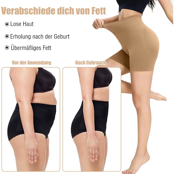 Dame Højtaljede Tummy Control Briefs, Komfortable Sømløse Shapewear (Sort) black L