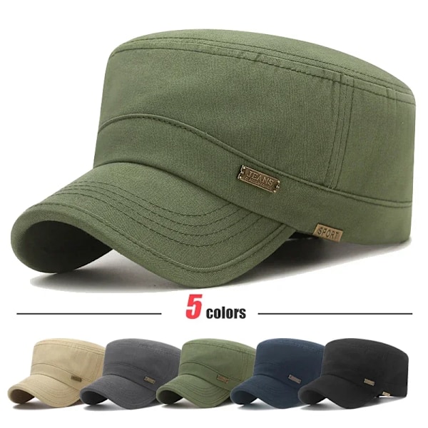 Ny mote Klassisk Casual Snapback-hatter i bomull Utomhussport Cap Flat Militär kadett Cap Stil Design Svart