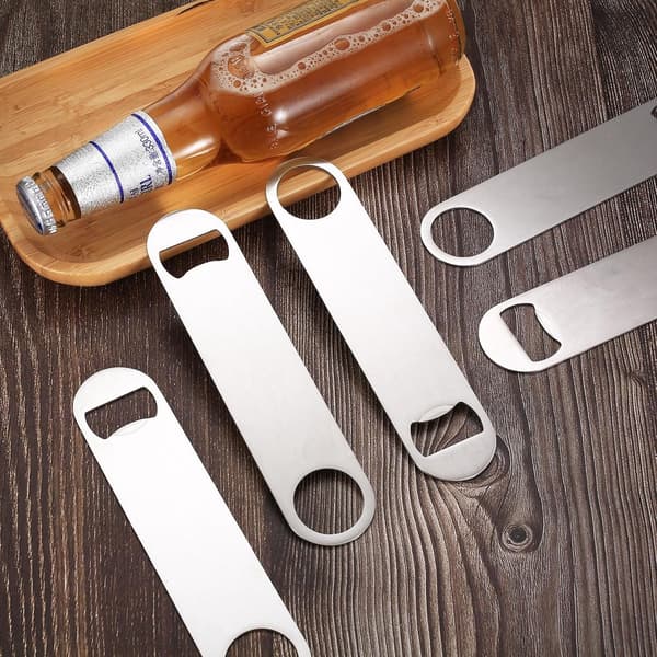 Flaskeåbner - flad bartender - ølåbner - til køkken - restaurant (10 stk. - sølv)