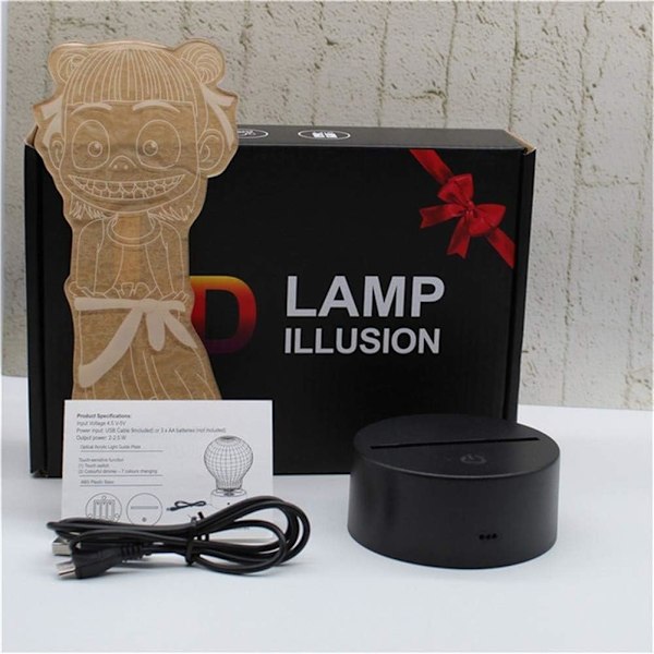 Svartklöver LED 3D-lampa Lllusion Light Skrivbordslampa Japansk A