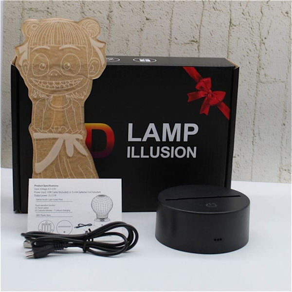 Svartkløver LED 3D-lampe Lllusion Light Skrivbordslampe Japansk A