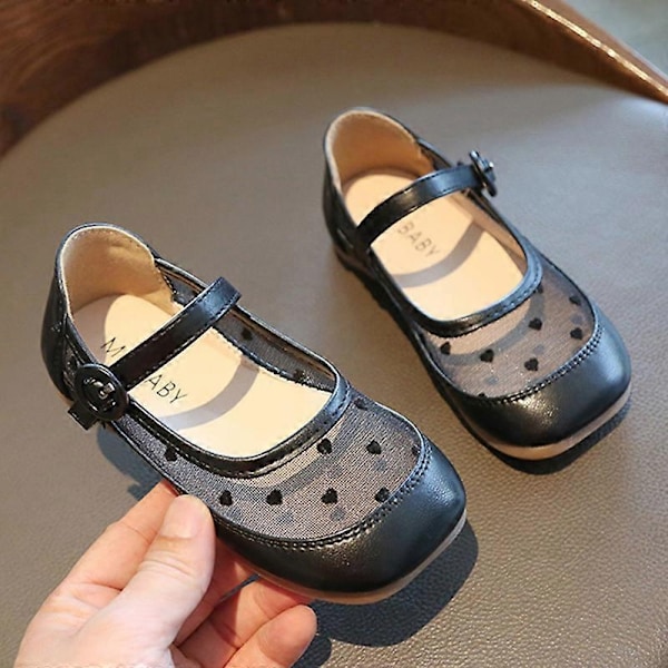 Pilkkukuvioiset verkkokengät tytöille, lasten prinsessakengät sandaalit Barn-Xin Black Black 24