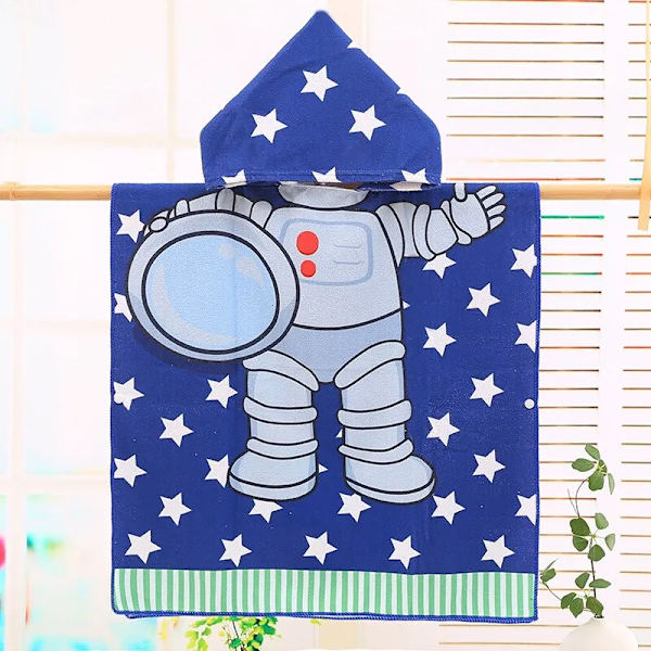 Nyfödd omlottfilt tecknad barn barn huvkappa spädbarnsbadrock baby badhandduksrock bomull pojke flicka strandrock cap astronaut