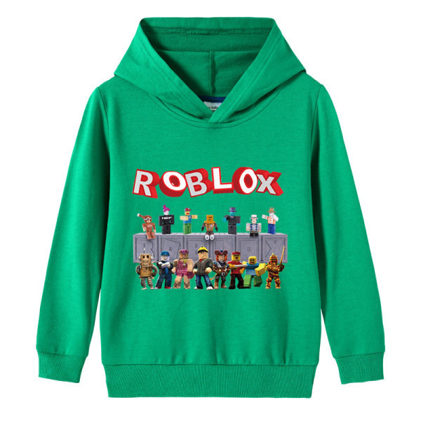 SQBB Roblox barnkläder - bomull huvtröja - grön 110cm