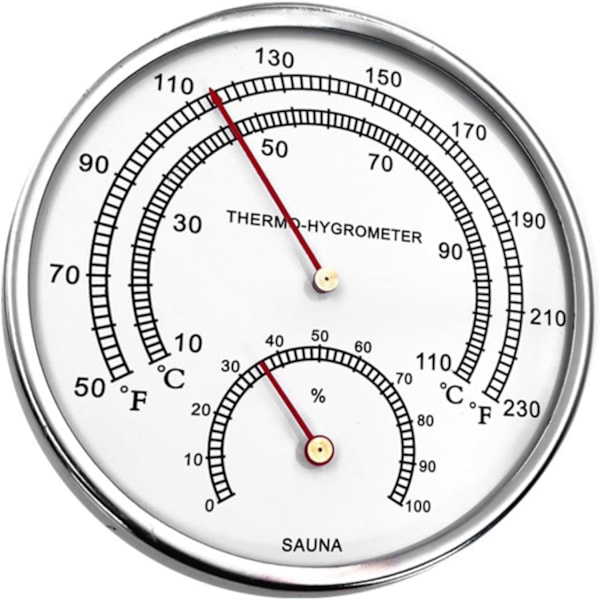Bastutermometer Fahrenheit 4,9 tum 2 i 1 metallbastutermometer och hygrometer med hängande hål fickbar termometer för rumsbastu Tillbehör utomhusliv