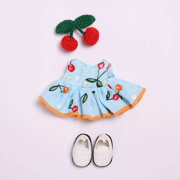 /NC/Hot Collection Labubu Kläder Klänning Outfit Labubu 15cm Plyschdocka Kläder Labubu Körsbärskostym 3# Clothes Only