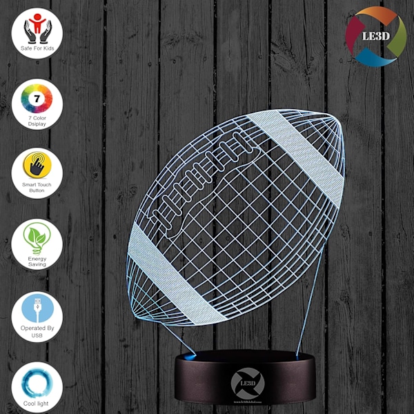 3D optisk illusjonsnattlampe - 7 LED-fargeskiftlampe
