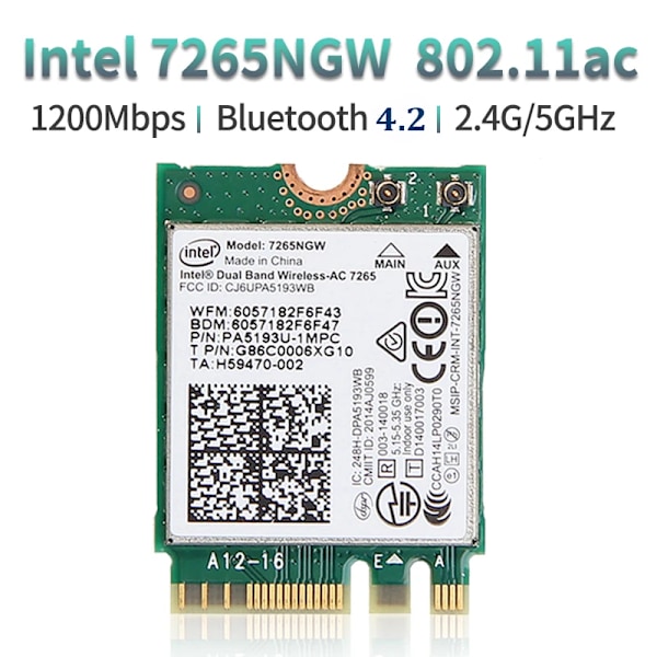 WiFi-adapter Intel 7265 1200Mbps Bluetooth 4.2 M.2 Desktop Kit Dual Band 2.4G 5G trådlöst kort för PC Laptop AC7265 Desktop Kit