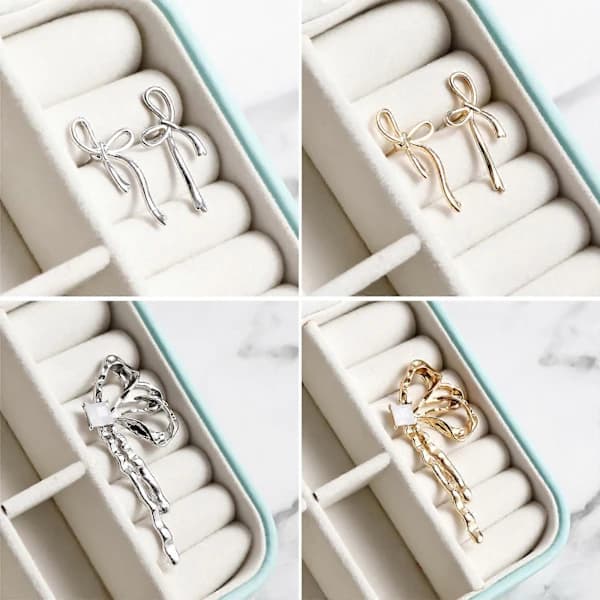 Søde sløjfeøreringe, damesmykker, elegante sløjfeøreringe, trendy modeaccessories til kvinder Guld 1—max