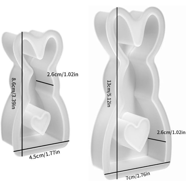 Påske Silikonformer, 3D Kaninform for Baking & Håndverk, Påskedekorasjonssett F – rabbit 2 pieces