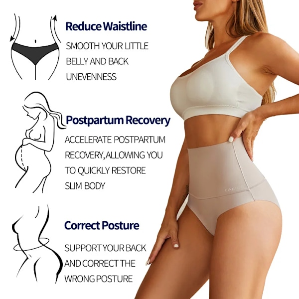 Sömlösa högmidja underkläder Damtrosor Magkontrollbyxor Sexig Stor storlek Andas Slimming Butt Lifter Underkläder S-X Elf Red L