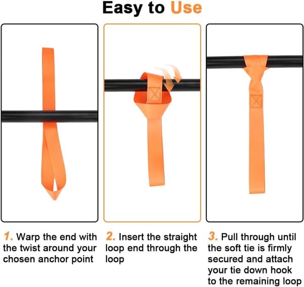 Nylon surringsstropper - 2,5 cm x 30 cm - bæreevne 500 kg - nylon fastgørelsesstrop (10 stk sort + orange)