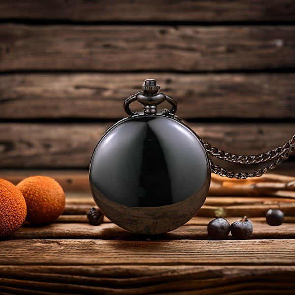 Tilpasset tekst kvarts lommeur ur vintage halskæde ur julegave til kvinder mænd (glædelig jul og godt nytår) Bright Black