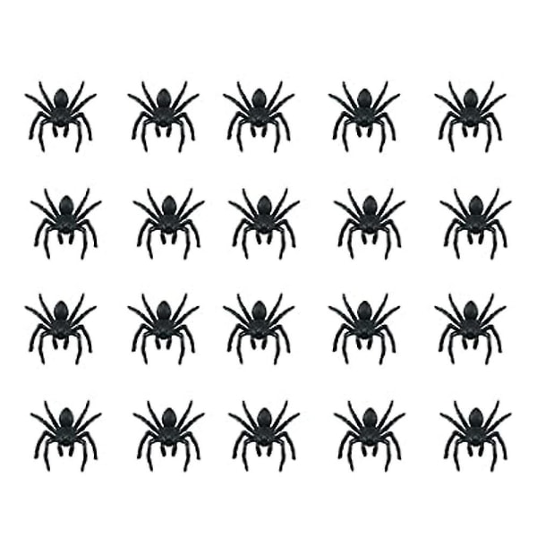 20 st Mini plastspindlar falska spindlar Skrämmande realistiska spindlar för Halloween busrekvisita dekor