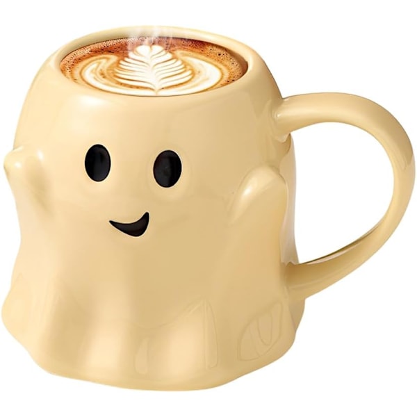 Halloween Spøkelses Kaffekopp, 400ml Keramikkkopp med Søt Spøkelsesansikt PINK