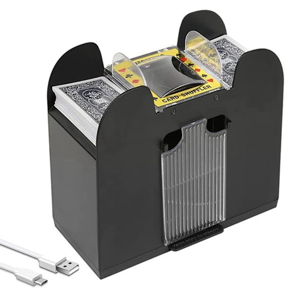 Utomatic kortblandare 6-däck elektrisk, kortblandare batteridriven för pokerkortspel Familjespel