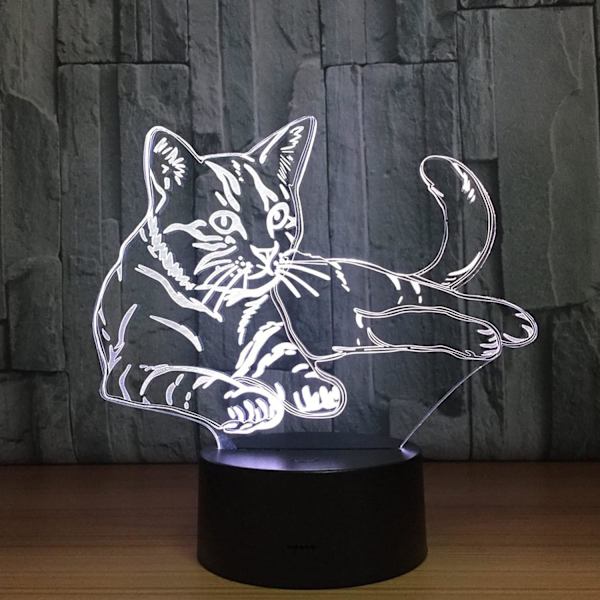 LAMPETZ 3D-illusionlampa, katt 3D LED-nattlampa med fjärrkontroll