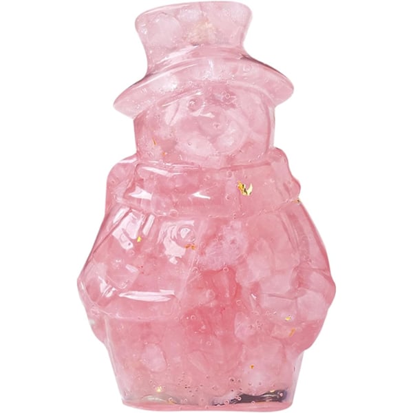 Krystal Snemand Figur - 3D Julepynt Miniature, Rosakvarts Rose quartz