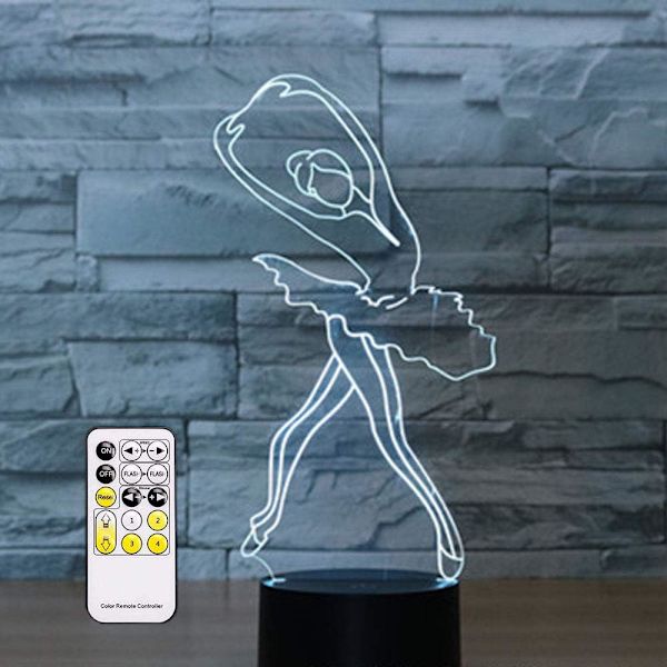 3D optisk illusionsnattlampa leksak, fjärrkontroll, dimbar