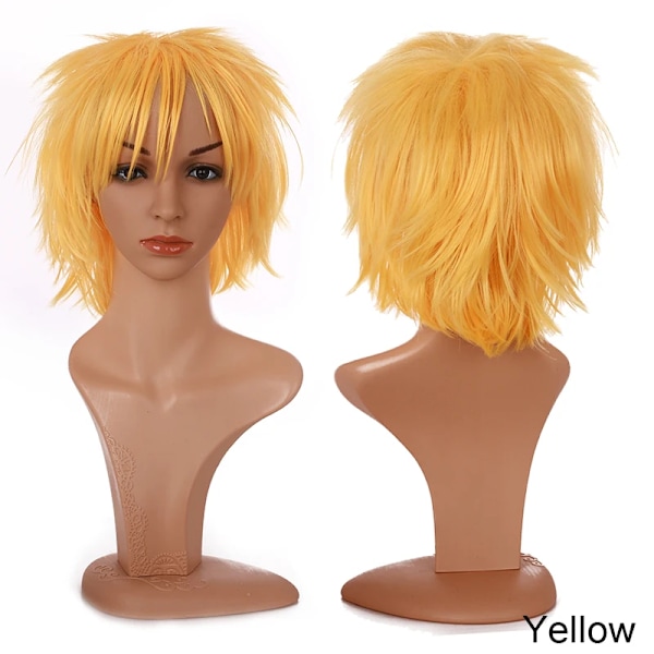 BENIHAIR Syntetisk Peruk Cosplay Peruk Vit Röd Grön Blå Rosa Gult Hår Kortlager Peruk Fake Hårförlängning Herr Kvinnor Festperuk Ljus orange 12 tum