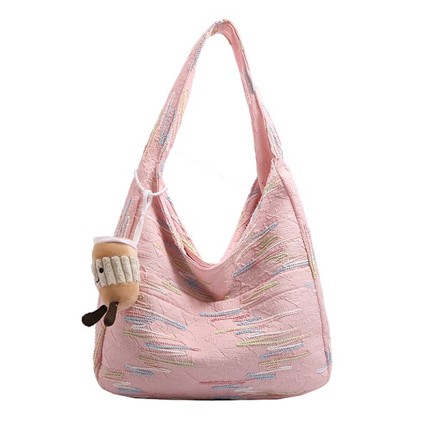 Sommar Stor Väska Dam 2024 Nytt Mode Populär En Axel Väska Stor Kapacitet Klass Pendling Crossbody Dumpling Väskan Gul Med Hänge