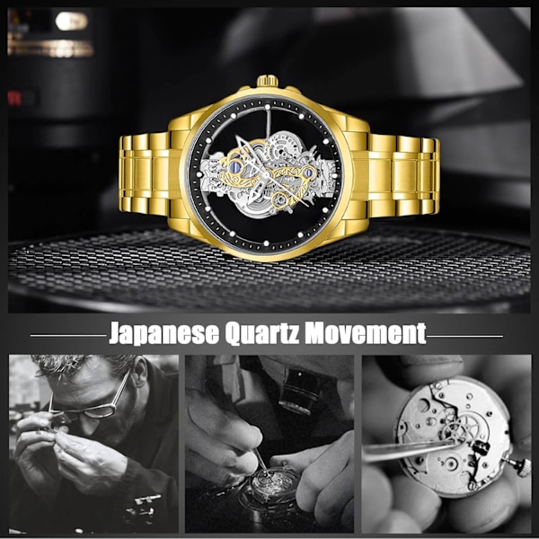 Minimalistisk Armbandsur för Män Analog Kvartsur Enkla Affärsmän Ur Skelett Rostfritt Stål Armband för Män Guld Silver Gold silver