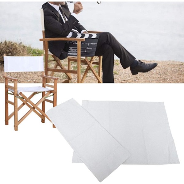 994338 Stol Canvas Cover, 1 Set Director Stol Canvas Ersättningssäte Duk Hemtillbehör Möbler Tillbehör (Vit) Vit