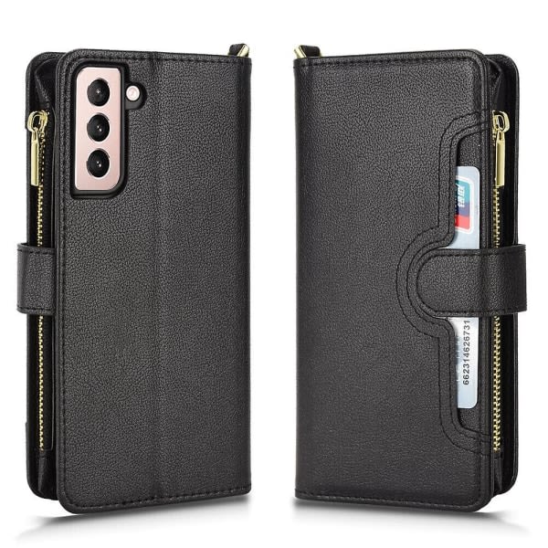 CQBB Kompatibel med Samsung Galaxy S21 5g Case Cover Magnetisk plånbok Premium läderkorthållare Skyddsfodral med case