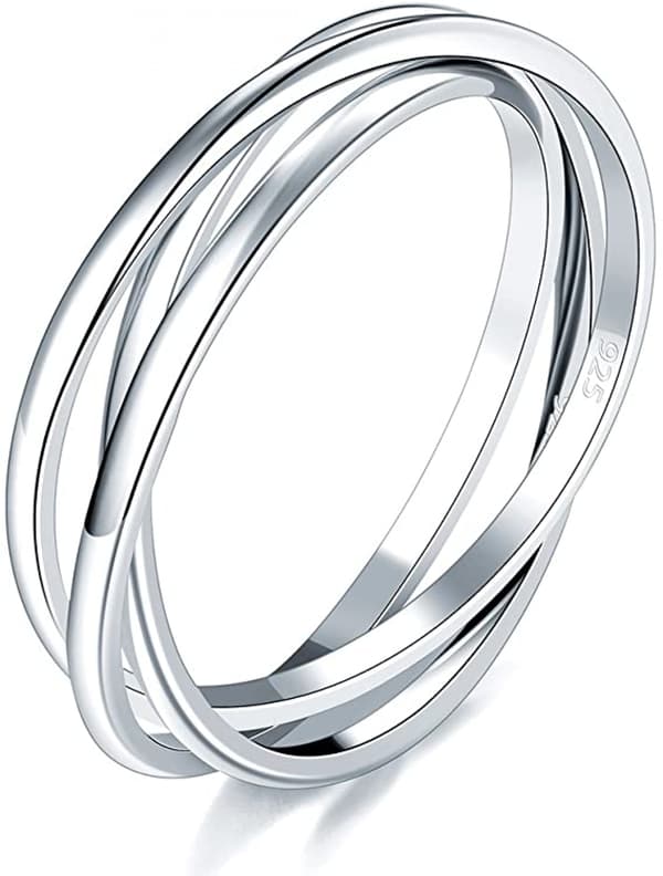 925 Sterling Sølv Ring Trippel Interlocking Rolling Hig 5