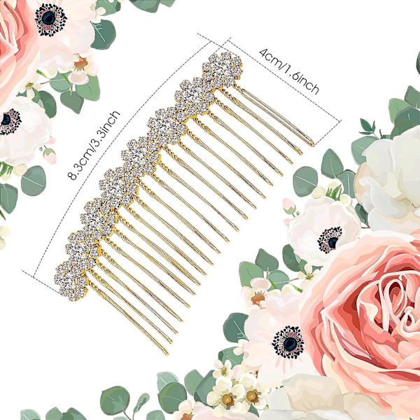 4 st Rhinestone sidokammar i legering, blomsterkristallhårklämmor, bröllopshårkam, brudgumssmycken, hårklämmor, kammar, franska håraccessoarer för kvinnor