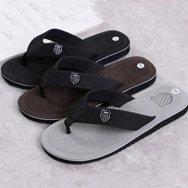 Casual Tofflor För Män Flip Flops Strand Sandaler Sommar Icke-Slipp Platta Slides Män Tofflor Inomhus Skor Man Man Man Slipp Perre Black 41