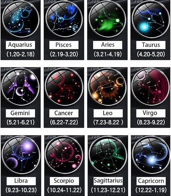 Wekity Halvmåne i rostfritt stål 12 stjärntecken zodiak