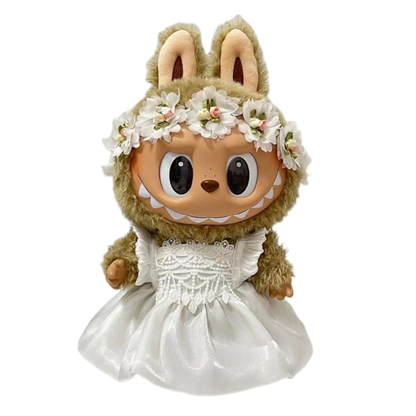 Kjoler til 38 cm Labubu Dukker, Mode Blomsterdiadem Bryllupskjole Dukketilbehør Sød Dekoration Små Tøj (Uden Dukke) 38cm