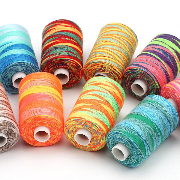 300/1000Yards Regnbåge Polyester Sytråd Polyester Tråd Hand Sömnad Avsnitt Djup För Nålsömnad Och Maskinsömnad. Typ 1 1000Yards