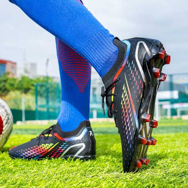Miami Messi fotballsko nye lange spiker herre dame innendørs utendørs fotballsko for stor gutt AG/FG Black 36 Black 36
