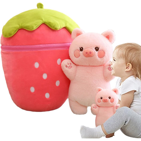 Kawaii mansikkapupu pehmo u2013 käännettävä porkkanatyyny, jänis, pehmolelu pojille ja tytöille Rosa gris