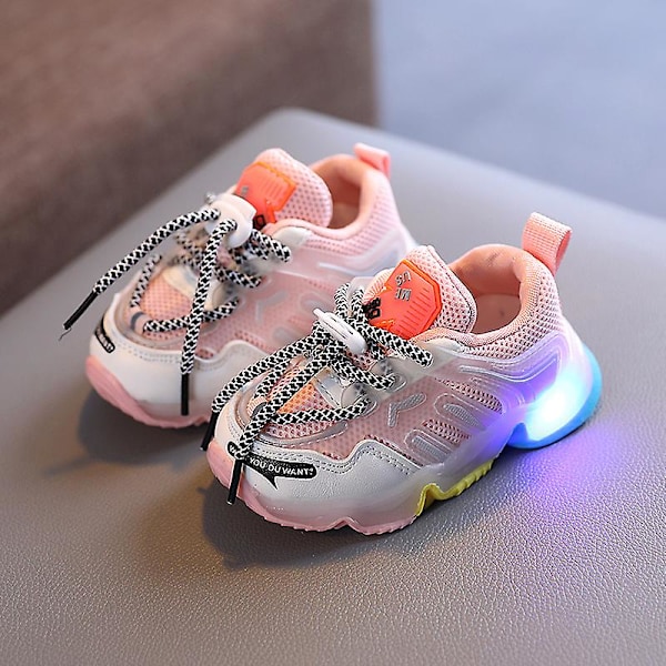 Frosne Elsa Mesh LED Luminous Sneakers Barn Skor Sommer Høst Sølv Silver 28