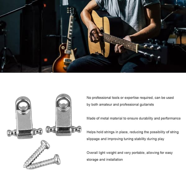 Stränghållare för elgitarr, standard rullsträngstyrningar i metall, elektrisk gitarrsträngstyrning, stränghållare (silver) Silver