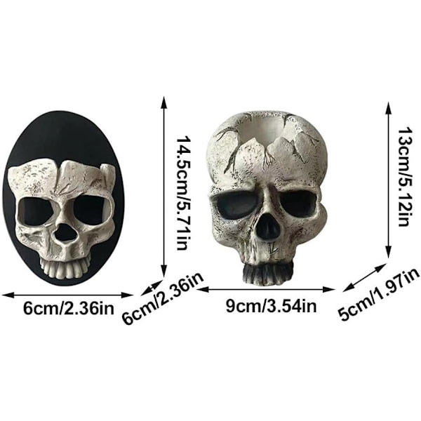 Kallokynttilänpidike, Goottilainen Teevalokynttilänpidike, Halloween-Pöytäkoriste, Täysi Kallo Whole skull