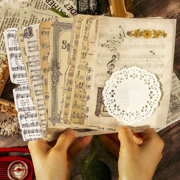 26 ark vintage-arkistointipohjapaperia DIY-käsintehtyjä käsitöitä varten, upea koristeellinen käsityöpaperi taidepäiväkirjanpitoon