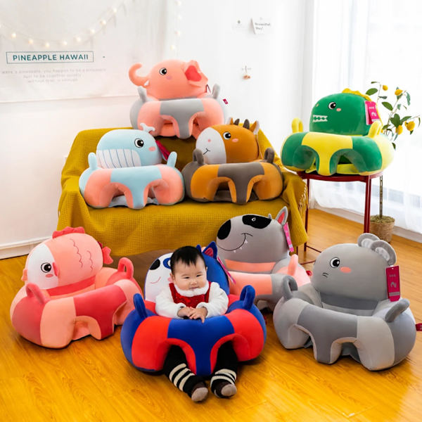 Baby Stöd Cover Tecknad Djurplysch Lära sig sitta Matningsstol Kudde Barnsits Julklappspresent Elefant