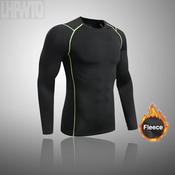 Sportunderkläder för män Fleece Thermal Compression Strumpbyxor Ski Bas Layer Träningsoverall Barn Vinter Thermal Underwear Running Set E only shirt S