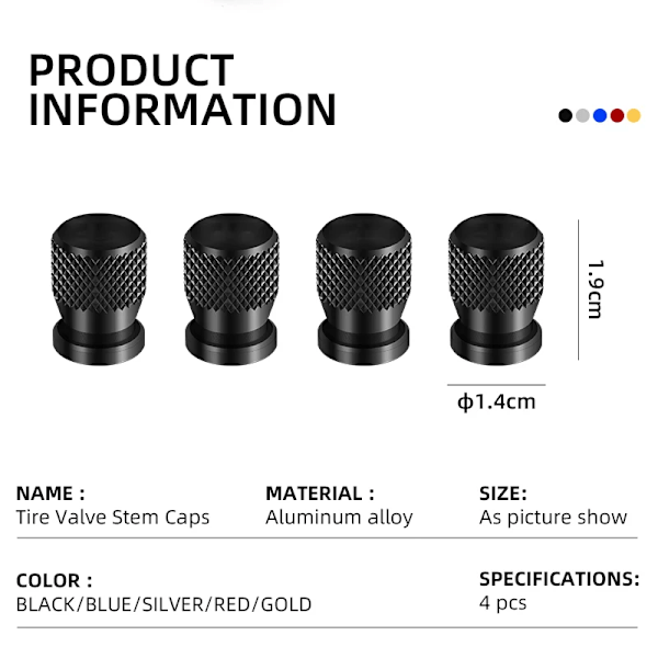 För Suzuki Alto Bilhjul Ventile Caps Däck Stem Täcker Airdust Vattentäta Tillbehör black3